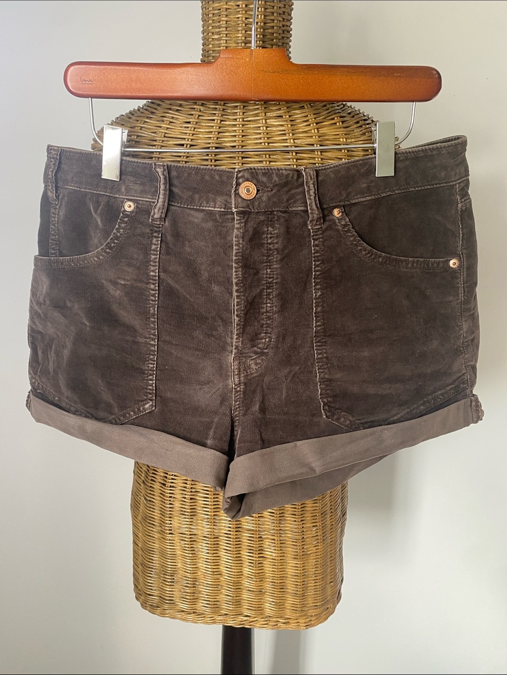We The Free Corduroy Rolled-Hem Shorts in Dark Brown